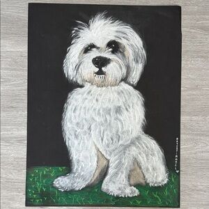 White and Gray Dog Portrait Canvas
